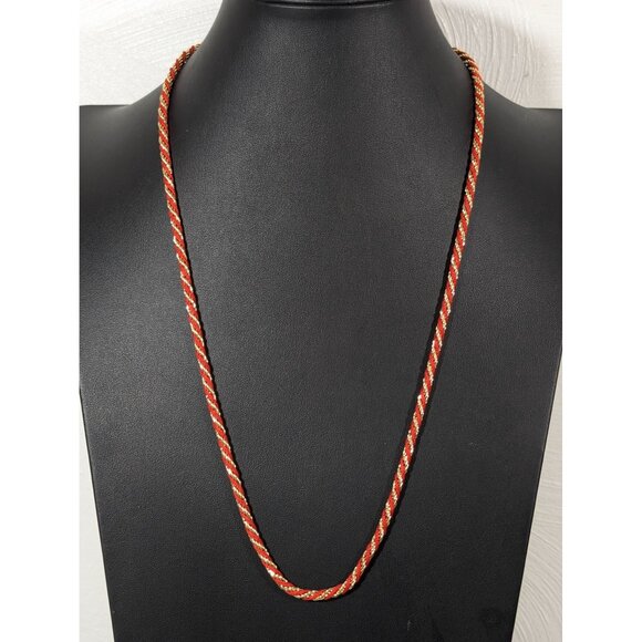 Vintage Napier Gold Tone Red Cord Twist Rope Chain Necklace 24" - Picture 2 of 8